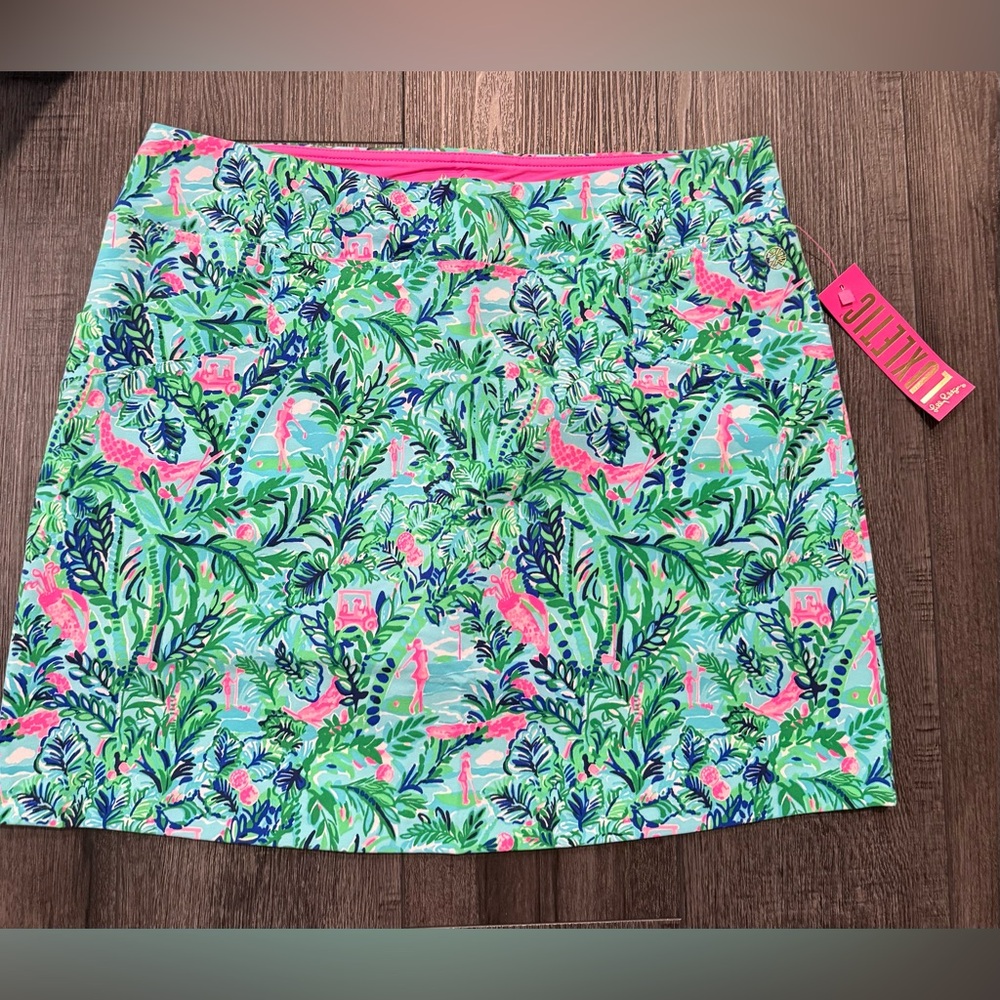 Lilly Pulitzer Tropical Print Mini Skirt in Aqua, Pink & Navy